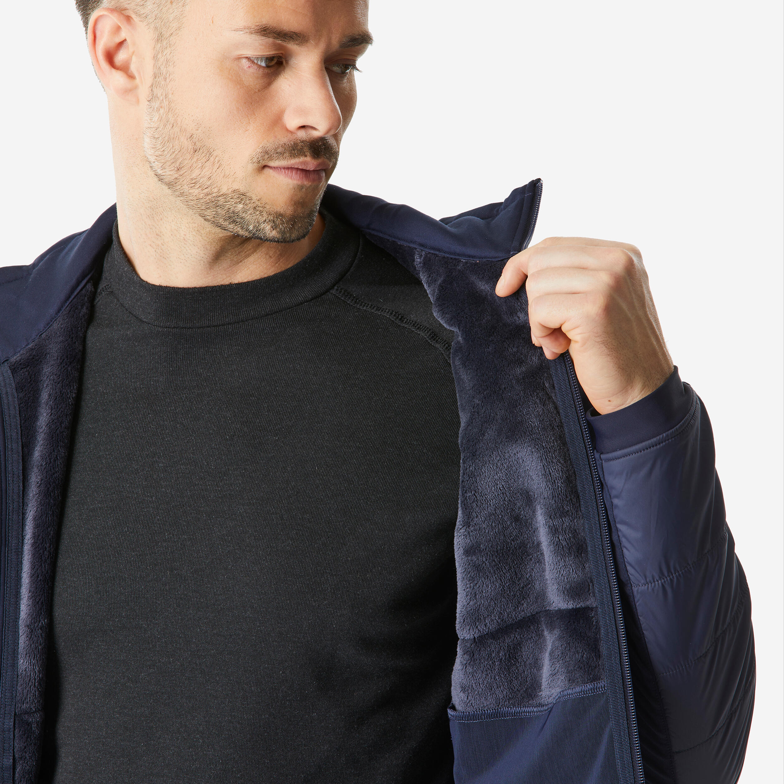 Warme hybride fleece jas voor wandelen heren MH900 Mountain blauw 7/7