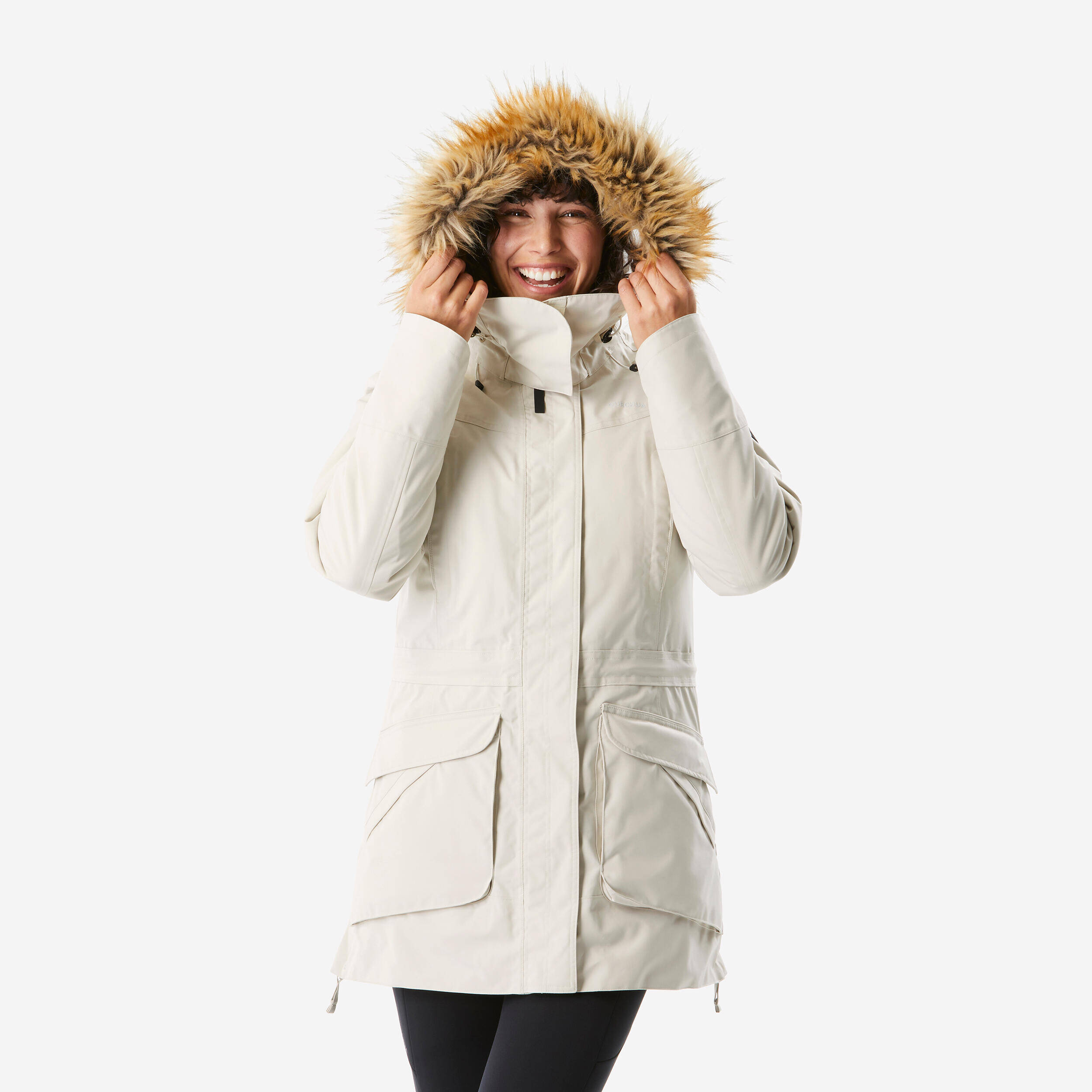 Women's Waterproof Hiking Parka -20°C NH900 - Beige -  1