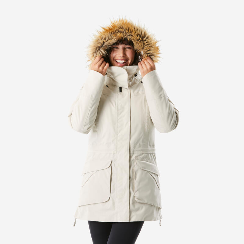 Parka de randonnée -20°C imperméable femme, NH900 beige