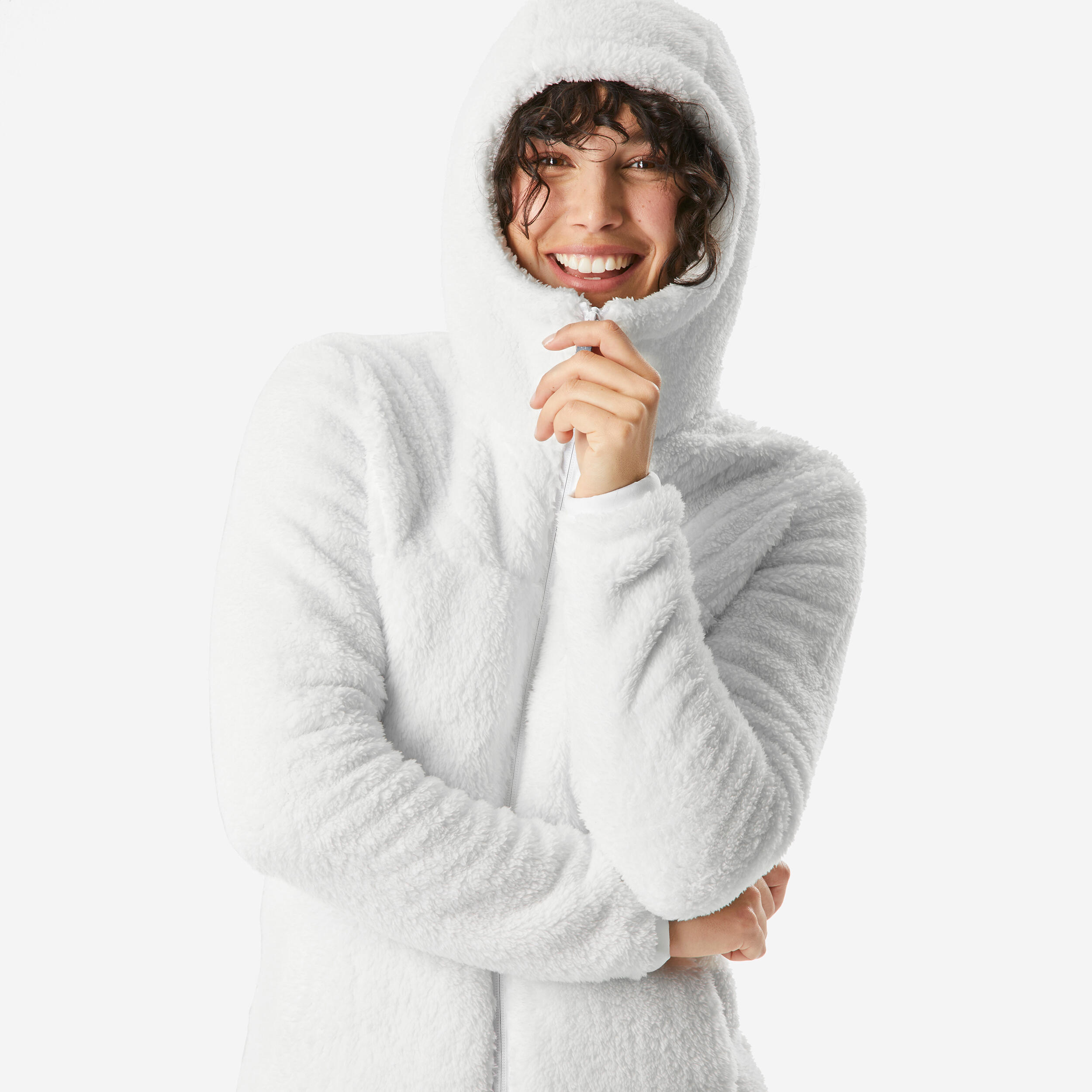 Women’s Warm Hiking Fleece Jacket NH500 - White