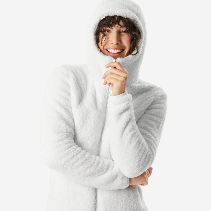 Kadın Sıcak Tutan Outdoor Polar Kışlık Mont/Kar Montu - Beyaz - SH500