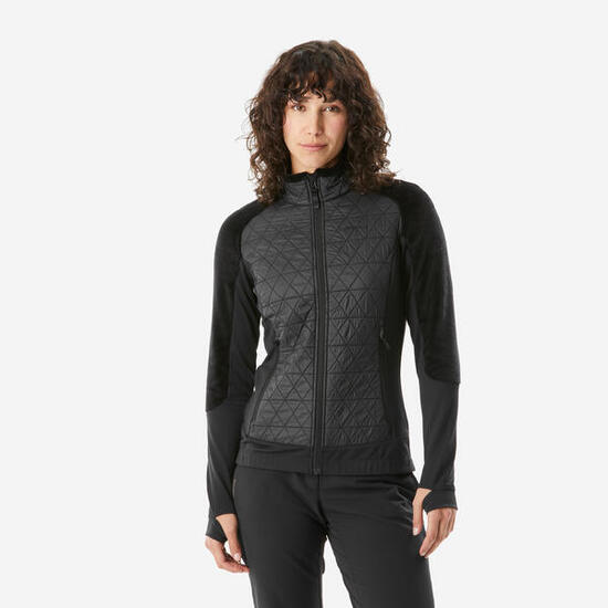 Fleecejacke Hybridjacke warm Damen Wandern - MH900 Mountain schwarz