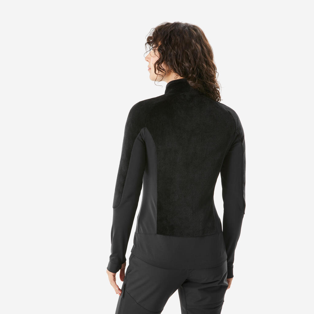 Fleecejacke Hybridjacke warm Damen Wandern - MH900 Mountain schwarz