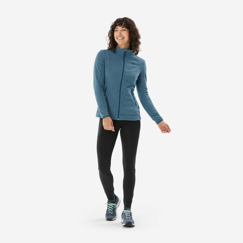 Polaire de randonnée montagne femme, MH100 full zip bleu