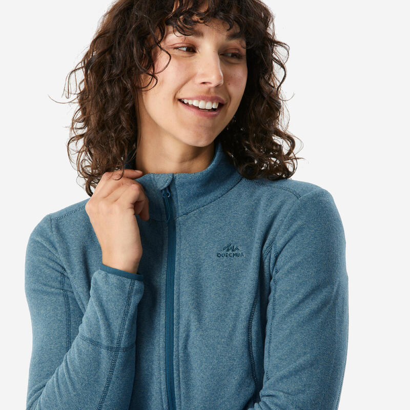 Polaire de randonnée montagne femme, MH100 full zip bleu