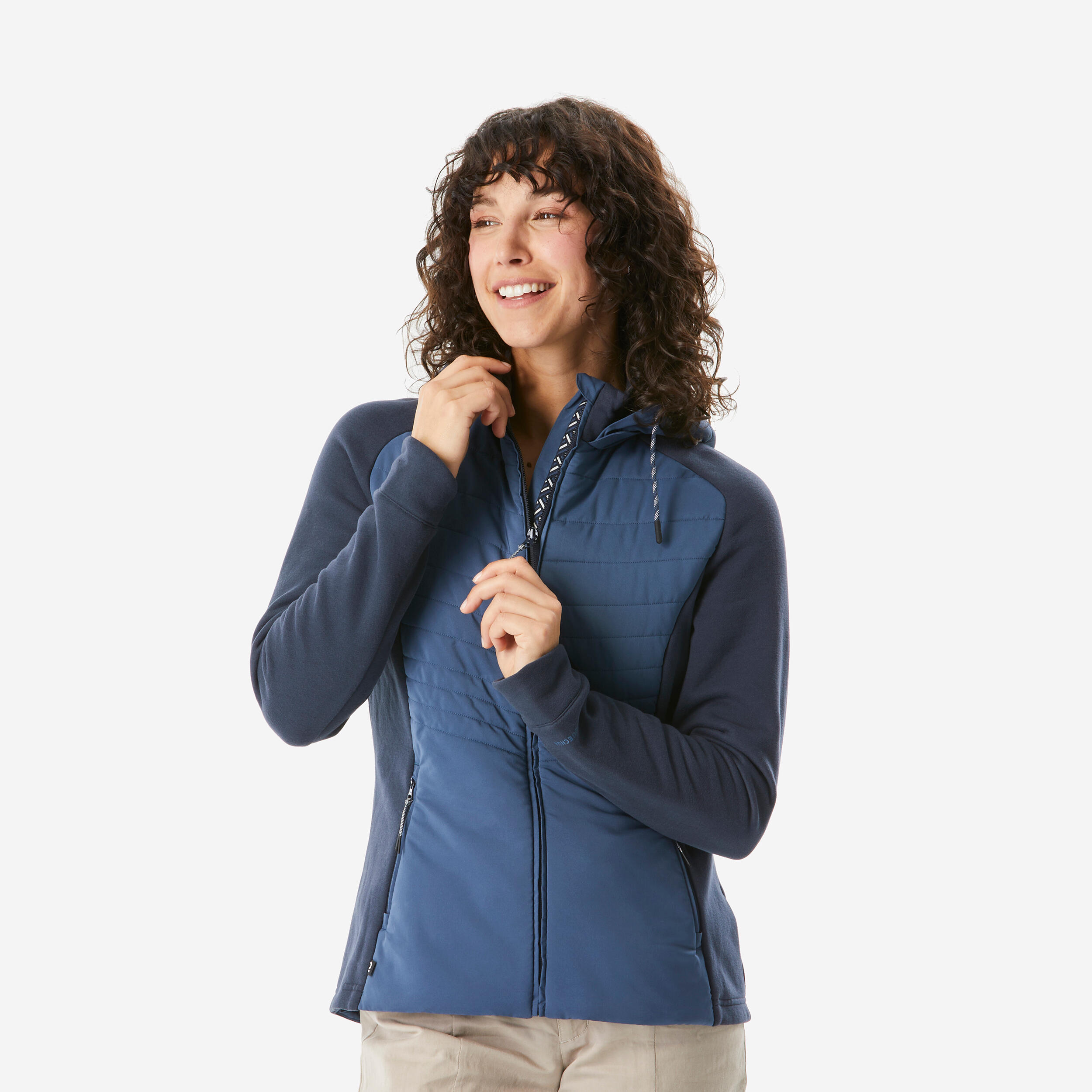 Chaqueta polar de montaña y trekking con capucha Mujer Quechua NH500 Hybrid 2/7