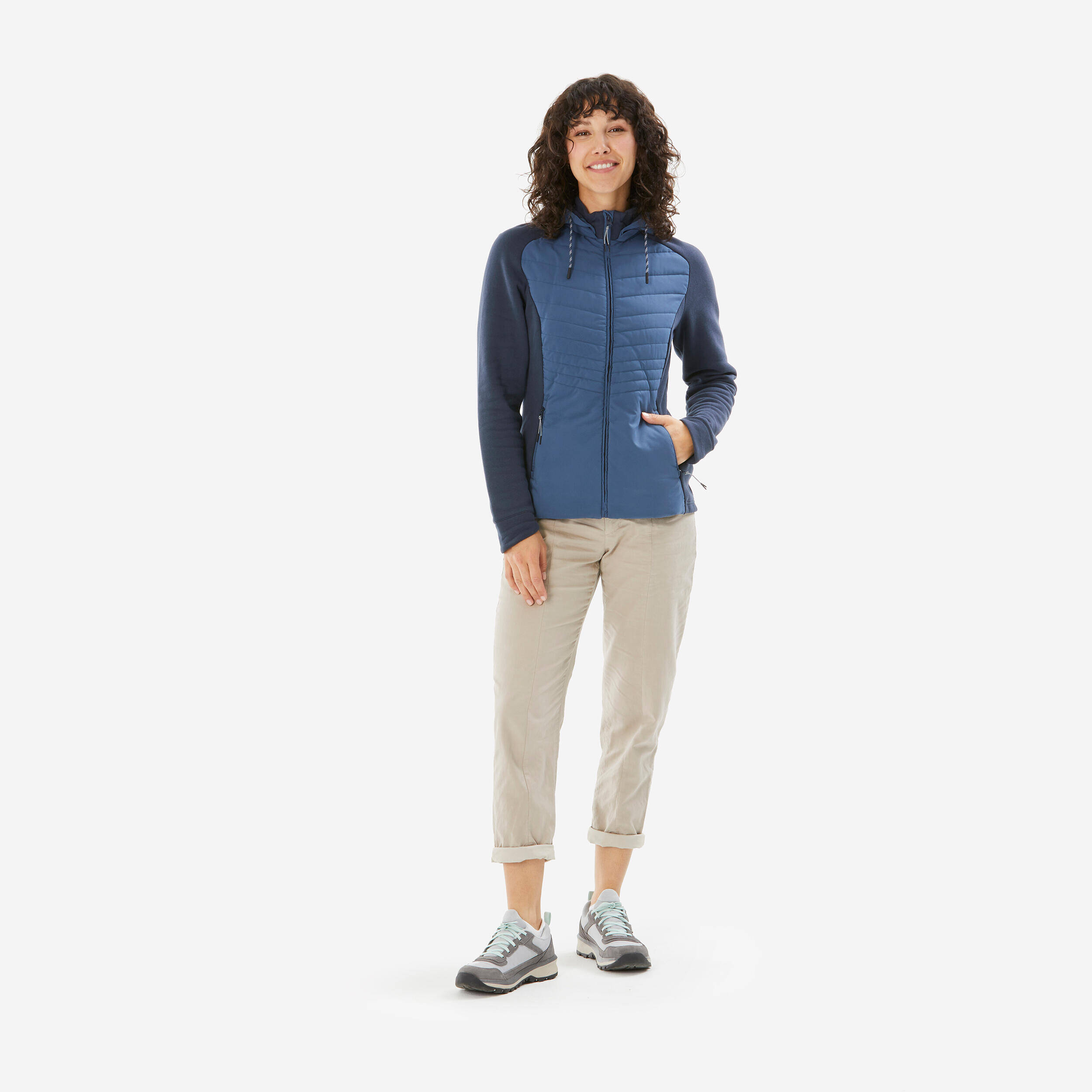 Women’s Hiking Hoodie - NH500 Hybrid - Blue -  2