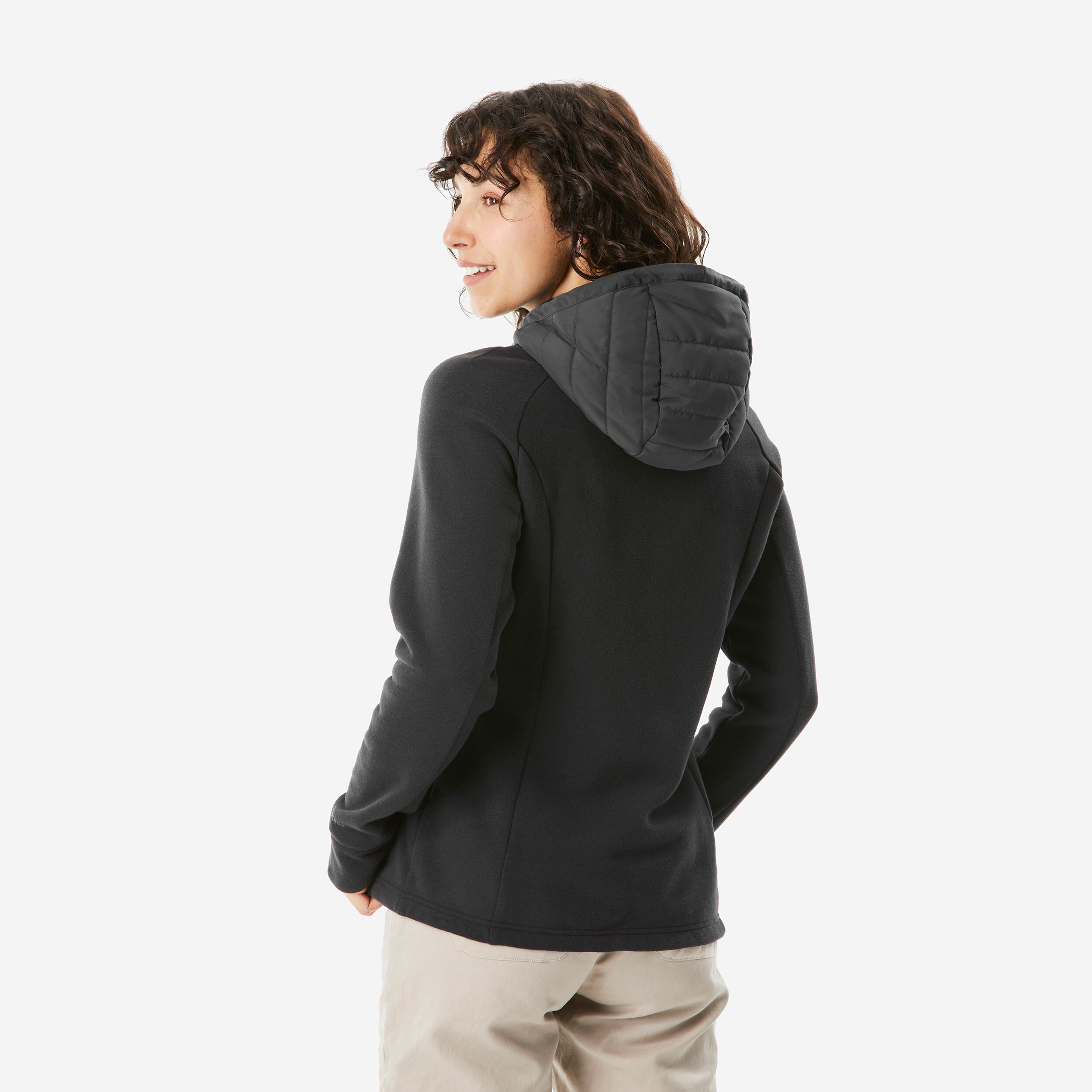 Hybride hoodie NH500 voor wandelen dames zwart 4/5