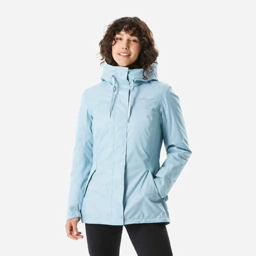 
      Svetlo modra ženska vodoodporna pohodniška jakna SH500 
  