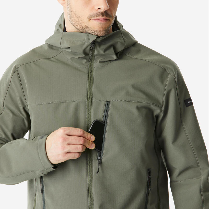 Veste de trek coupe-vent softshell homme, MT500 khaki
