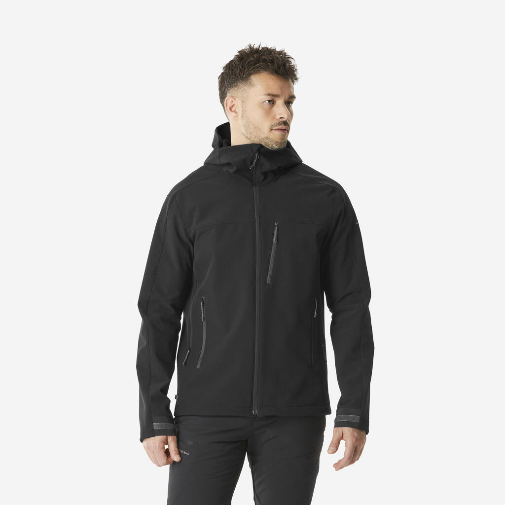 Men’s windproof softshell trekking jacket, MT500 - Black