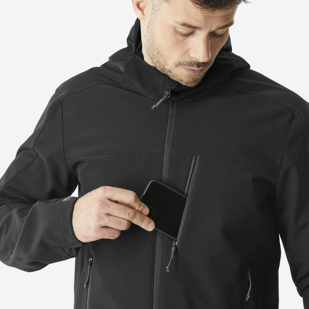 МЪЖКО SOFTSHELL ЯКЕ ЗА ПРЕХОДИ WINDWARM 500, ЧЕРНО