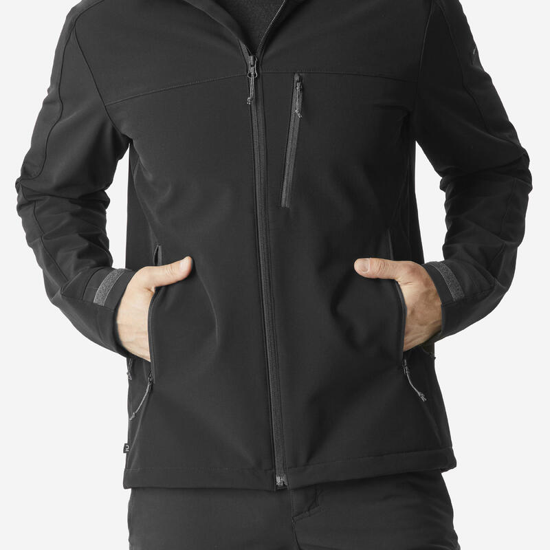 Erkek Outdoor Trekking Rüzgar Kesici Softshell Mont - Siyah - MT500