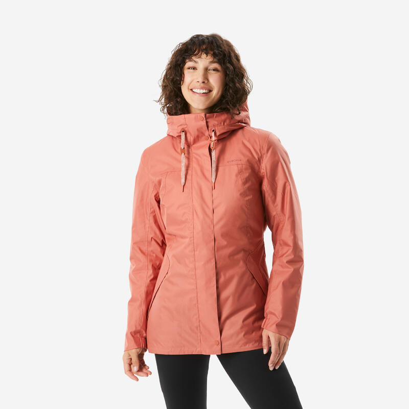 Giacca trekking donna SH500 impermeabile rosa e bordeaux | -10°C