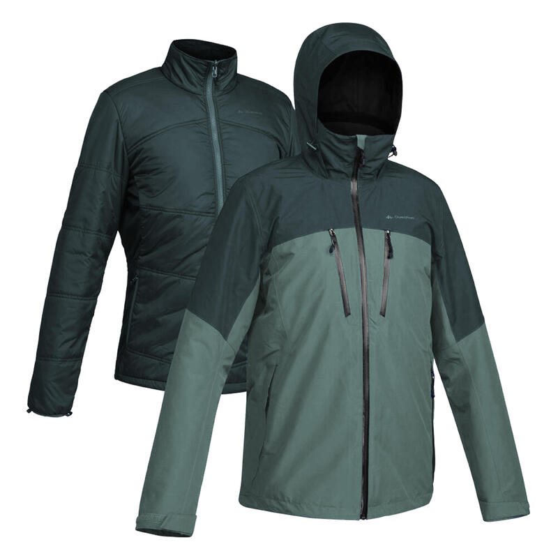 Geacă impermeabilă 3 în 1 mountain -10°C MH500 Verde Bărbați