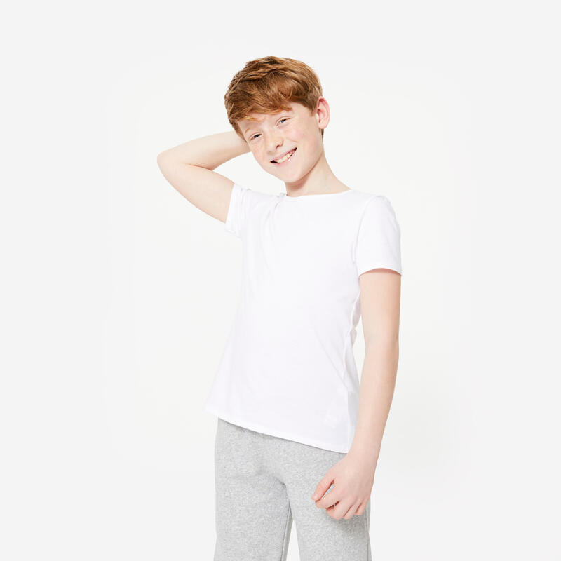 T-shirt bianca bambino ginnastica regular fit 100% cotone