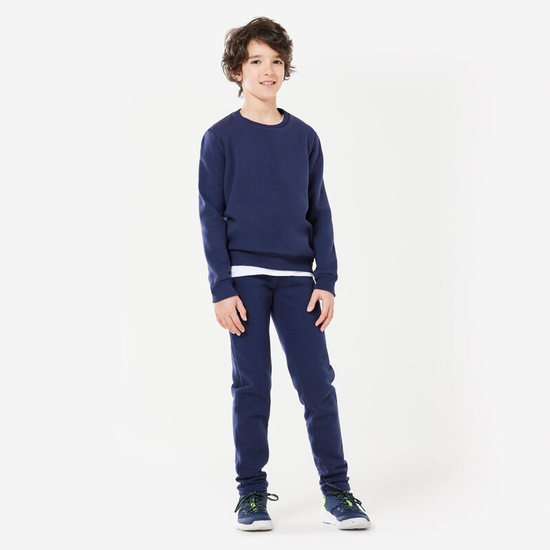 Sweater voor kinderen warm uniseks ronde hals marineblauw