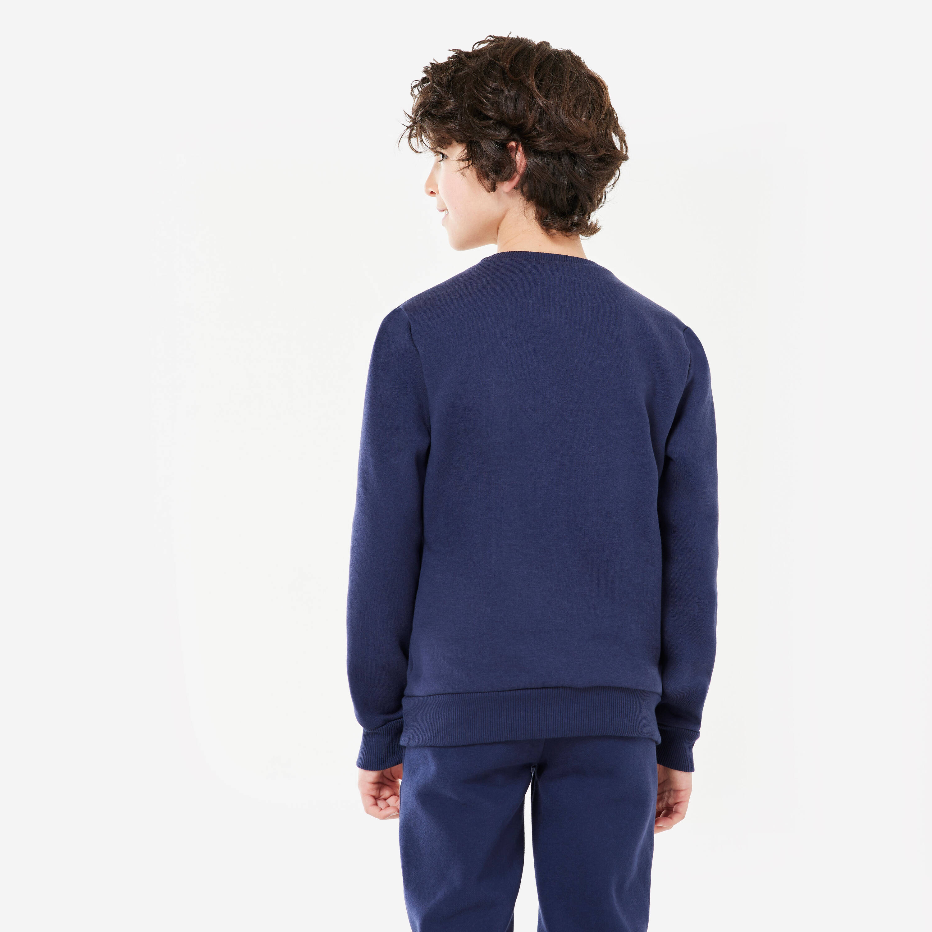 Kids' Warm Crew Neck Brushed Unisex Jersey Sweatshirt - Navy -  4