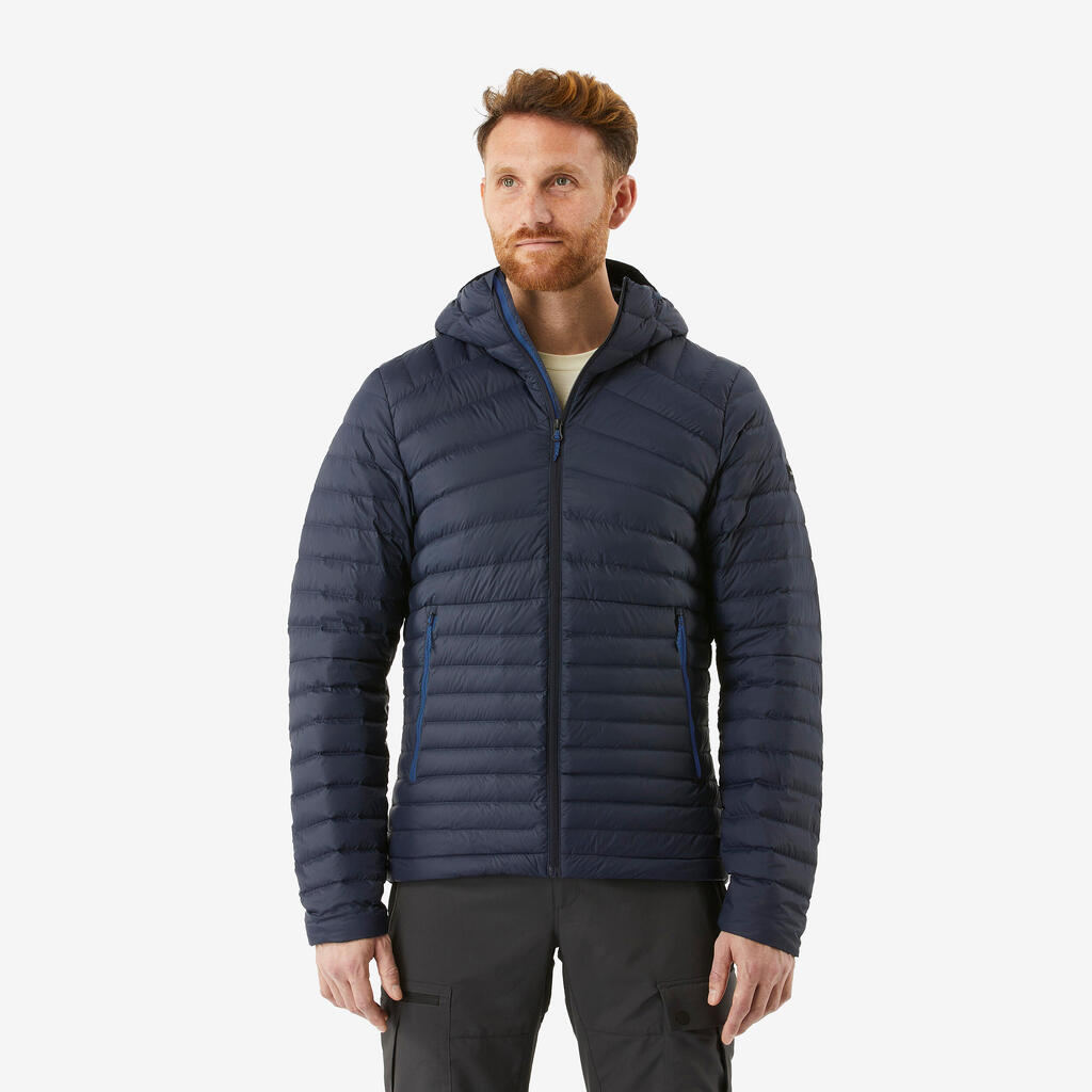 Doudoune à capuche de randonnée -5°C homme, MT100 bleu