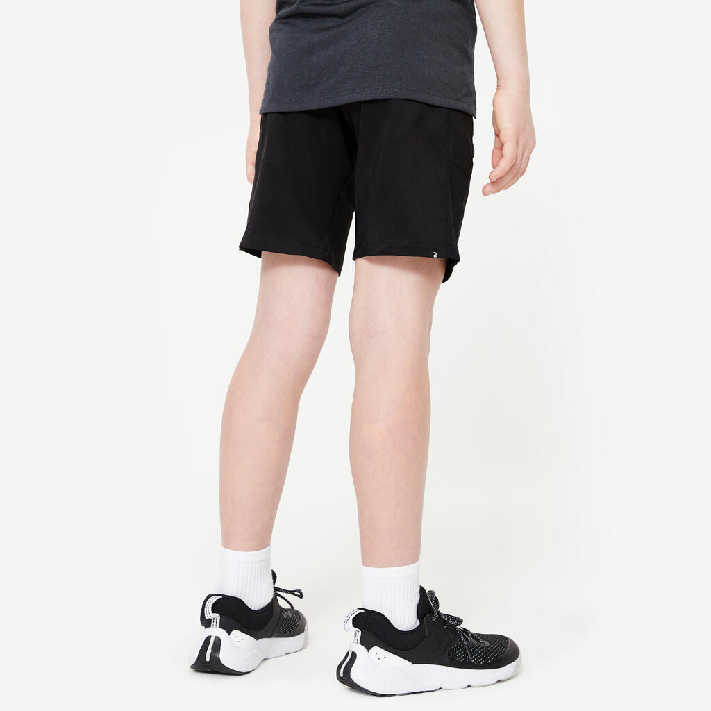 Short multisport respirant enfant, Violet noir Vert fluo