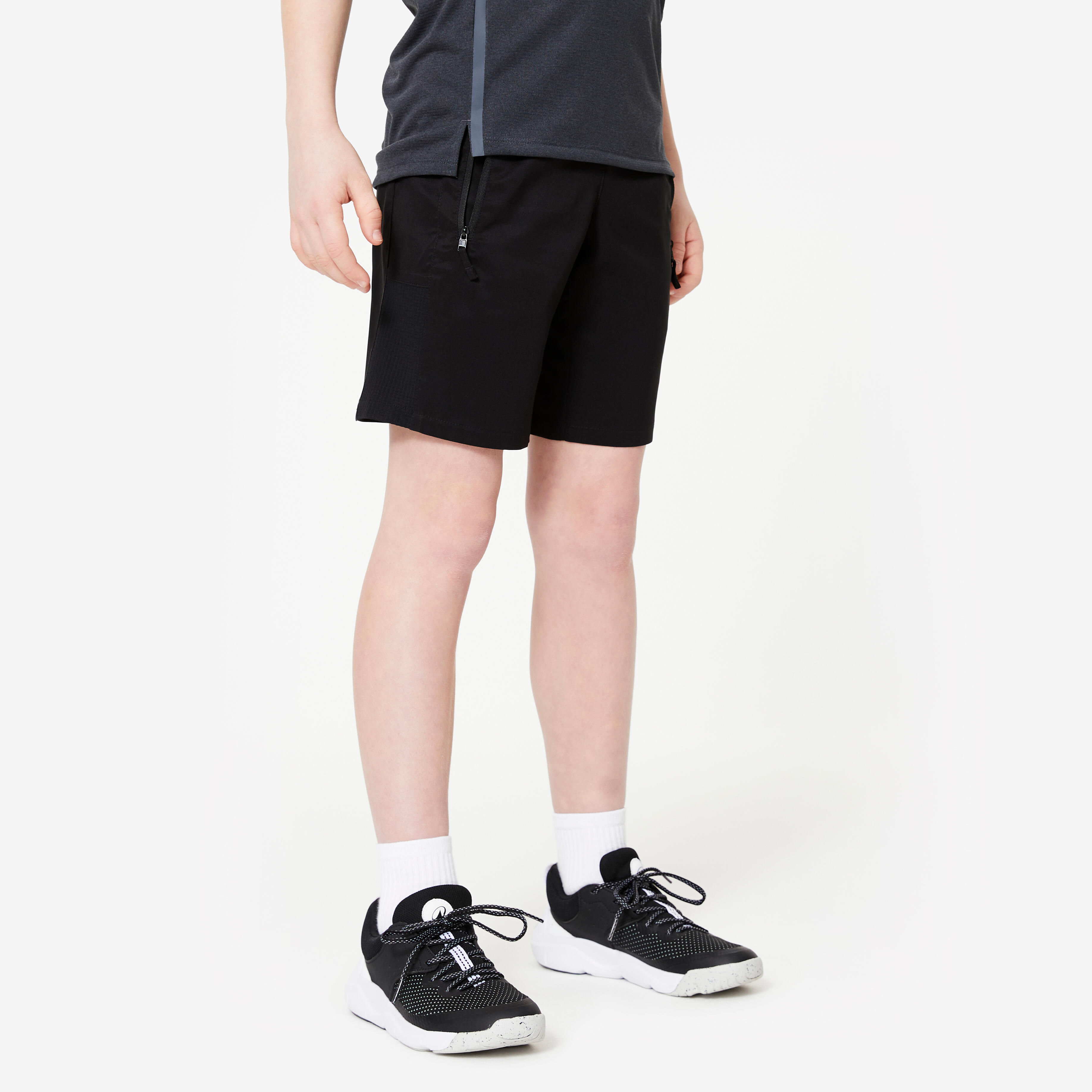 decathlon Multi-sport Kid's Crew Neck Breathable T-Shirt 500 - Smoked Black-picture-22