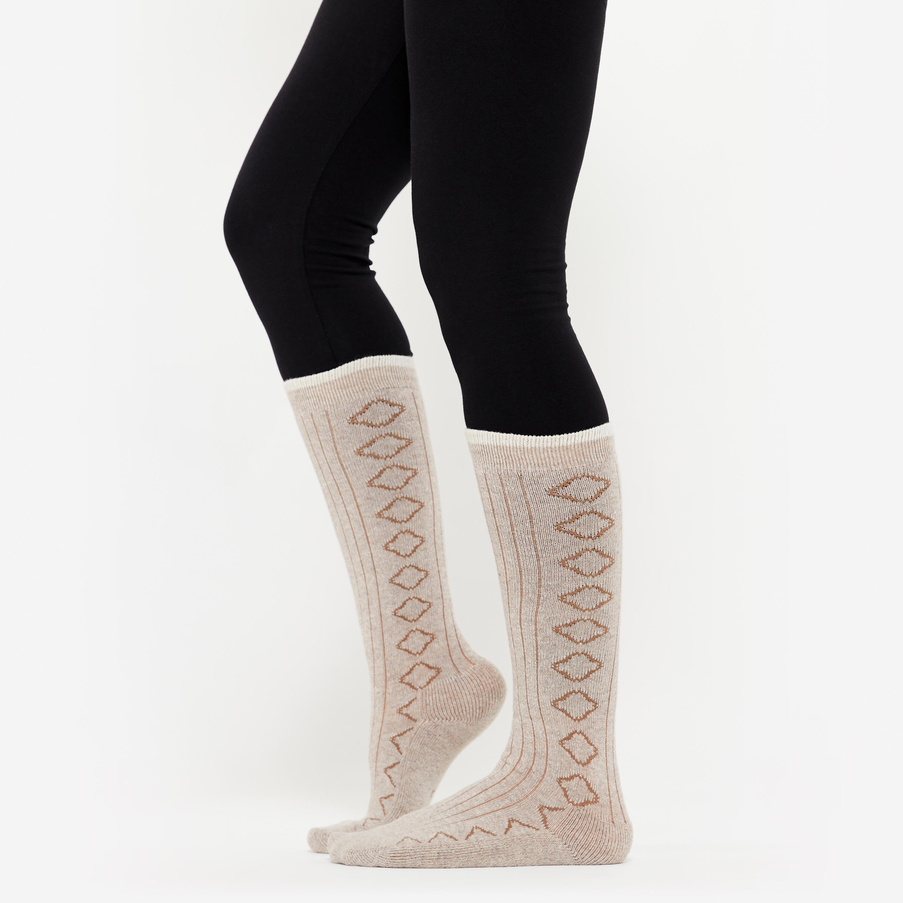 Calze yoga lana merinos beige 2/4