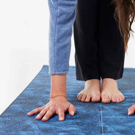 Άνετο στρώμα για ήπια yoga 173 cm ⨯ 61 cm ⨯ 8 mm - Σκούροι μπλε φοίνικες