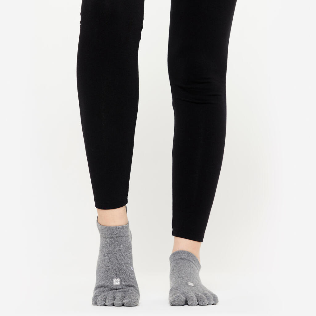 CALCETINES YOGA GRIS JASPEADO 5 DEDOS ANTIDESLIZANTES