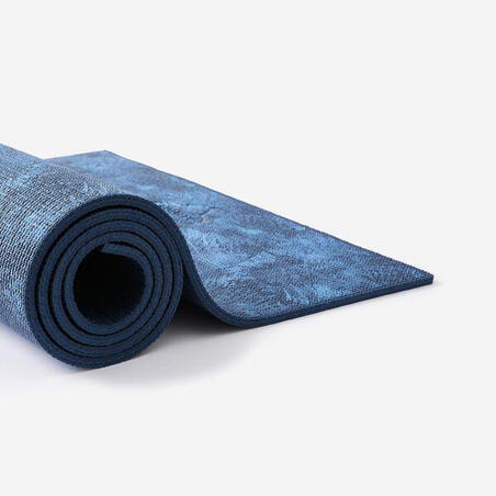 Tamnoplava prostirka za jogu s printom palmi COMFORT (173 cm ⨯ 61 cm ⨯ 8 mm)