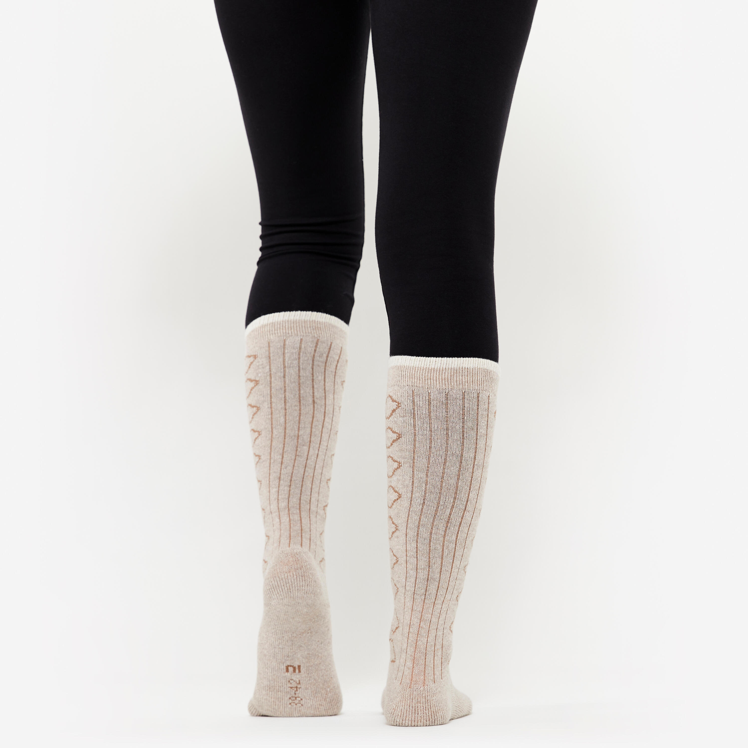 Calze yoga lana merinos beige 3/4