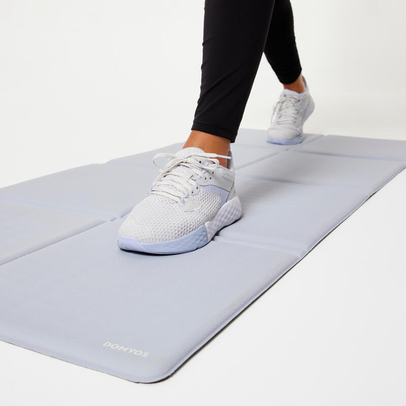 Opvouwbare pilatesmat 150 cm x 62 cm x 10 mm grijs