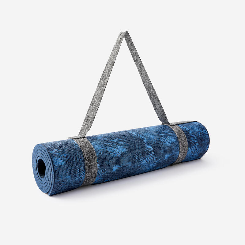 Yogamatte Komfort 173 cm × 61 cm × 8 mm - dunkelblau Palmen 