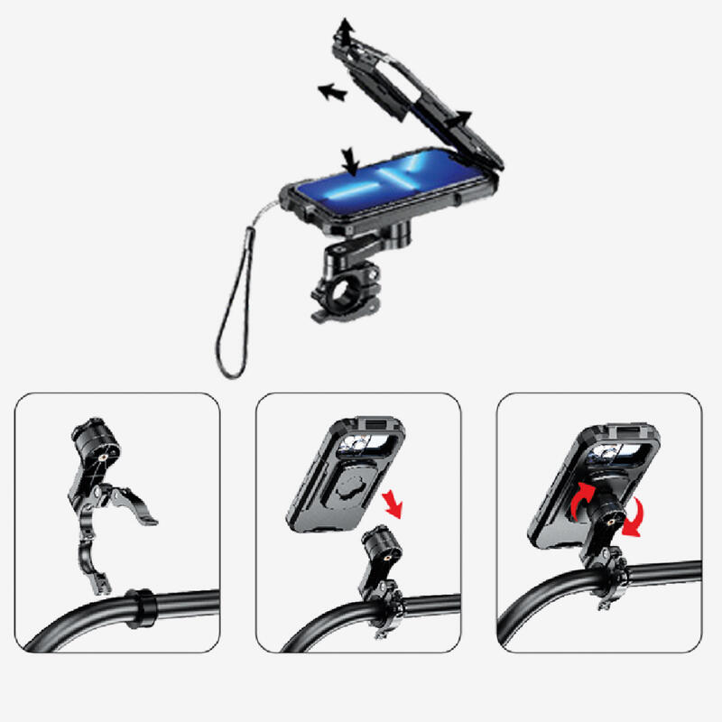 Support Vélo étanche 360° Pour Téléphone – Universel – Pour Guidon – Anti-choc