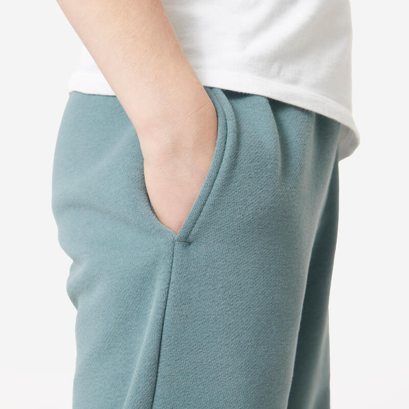 Pantalon de survêtement multisport chaud enfant mixte, Vert cendré