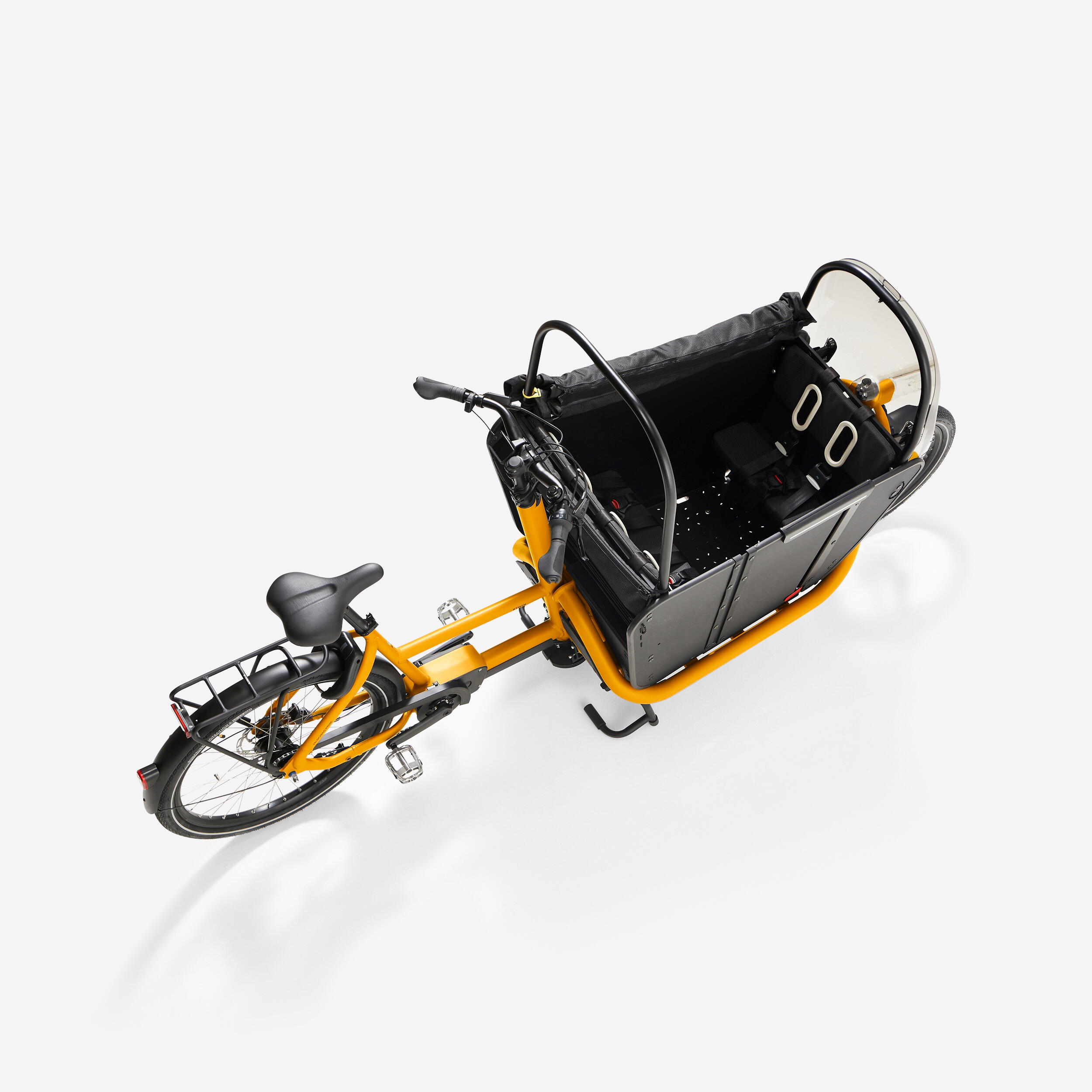 Velo cargo electrique biporteur famille f900e jaune