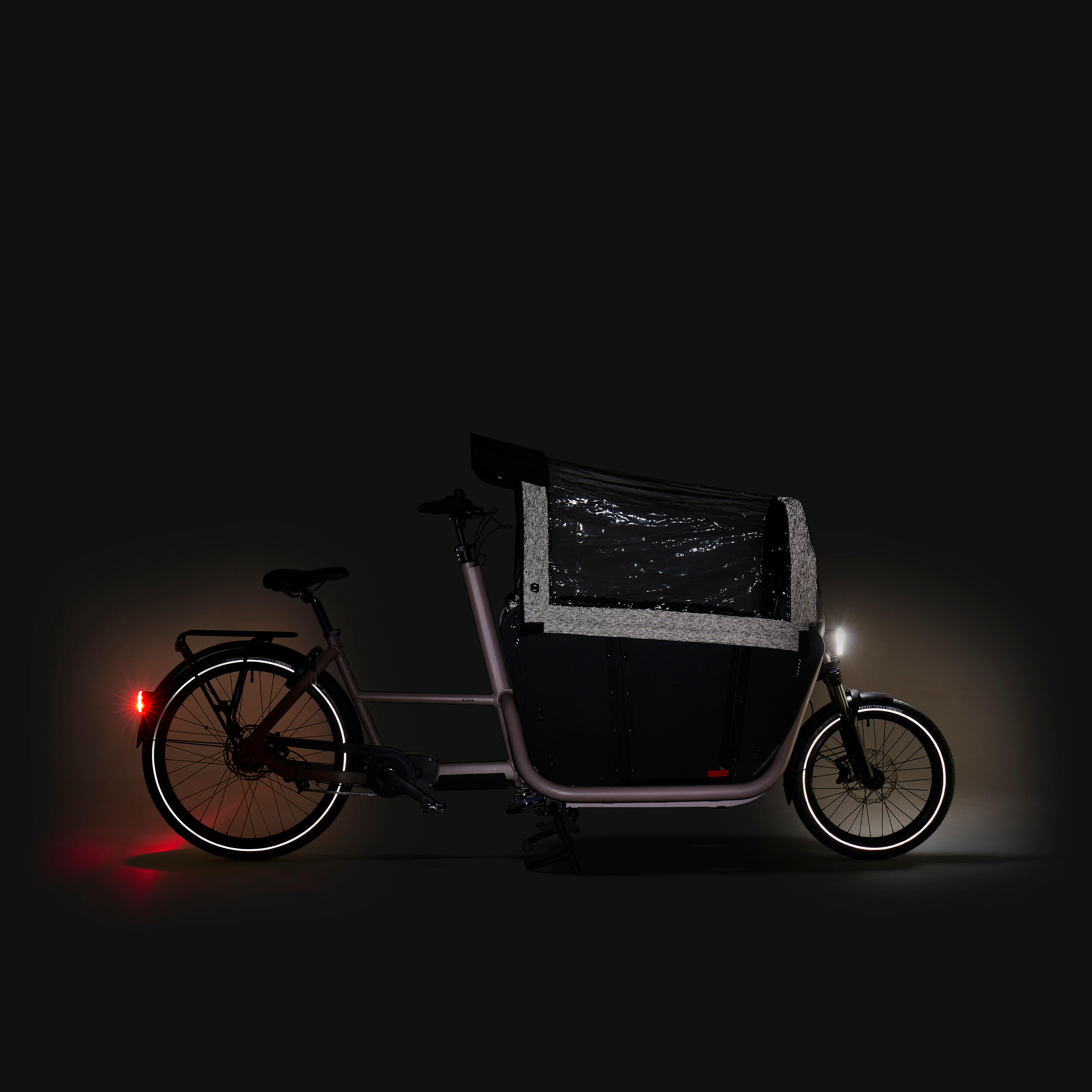 BTWIN Nákladný elektrobicykel Family F900E sivohnedý bez · záber 12