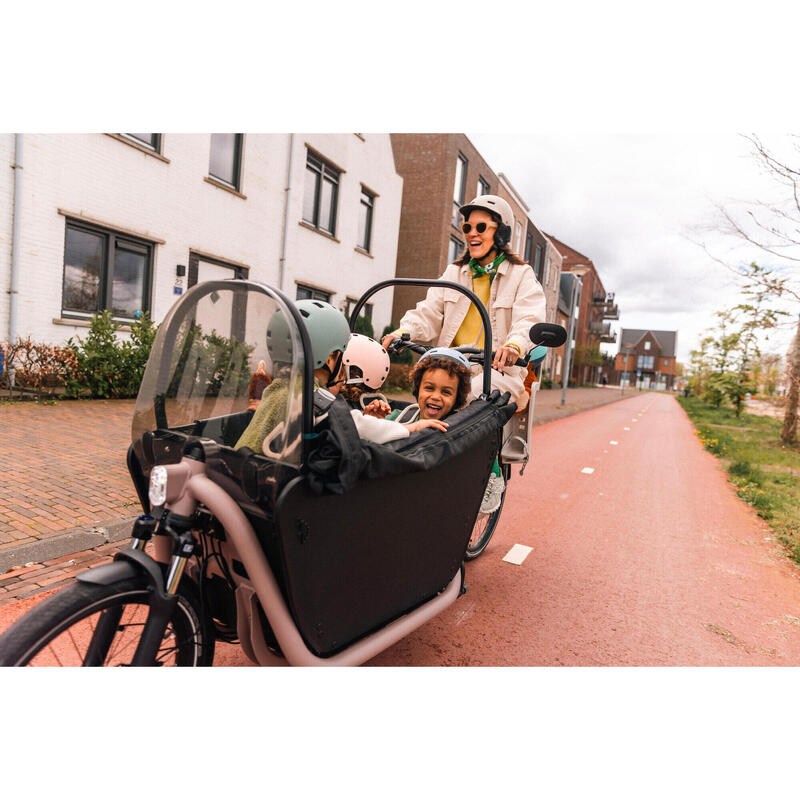 BICICLETA ELÉTRICA DE CARGA COM CAPOTA FAMÍLIA F900E CINZENTO TOUPEIRA