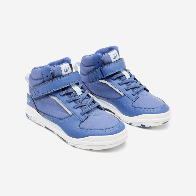 Hoge kindersneakers met klittenband en veters Playventure blauw