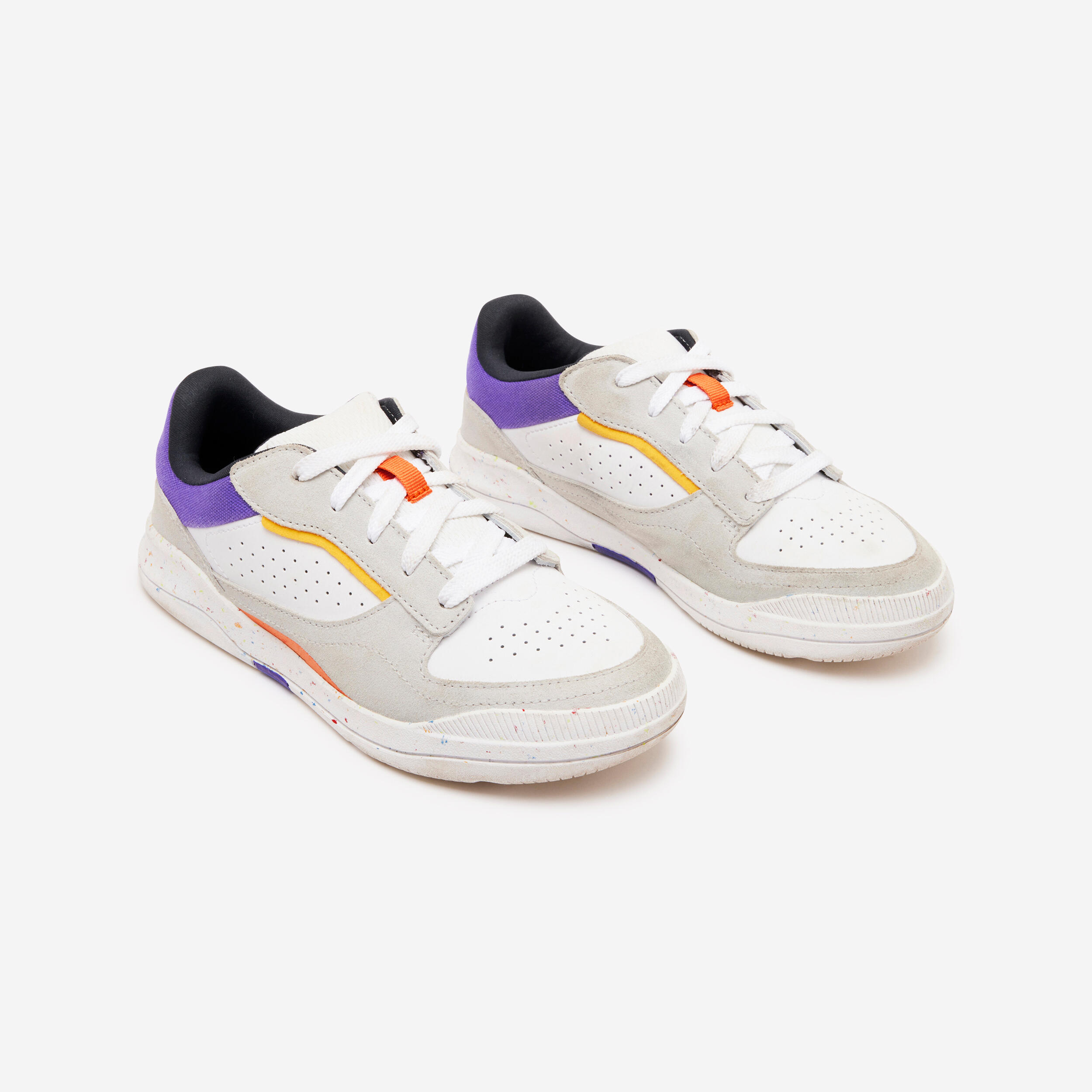 Scarpe da ginnastica bambino PLAYVENTURE CITY in cuoio con lacci grigie 2/7
