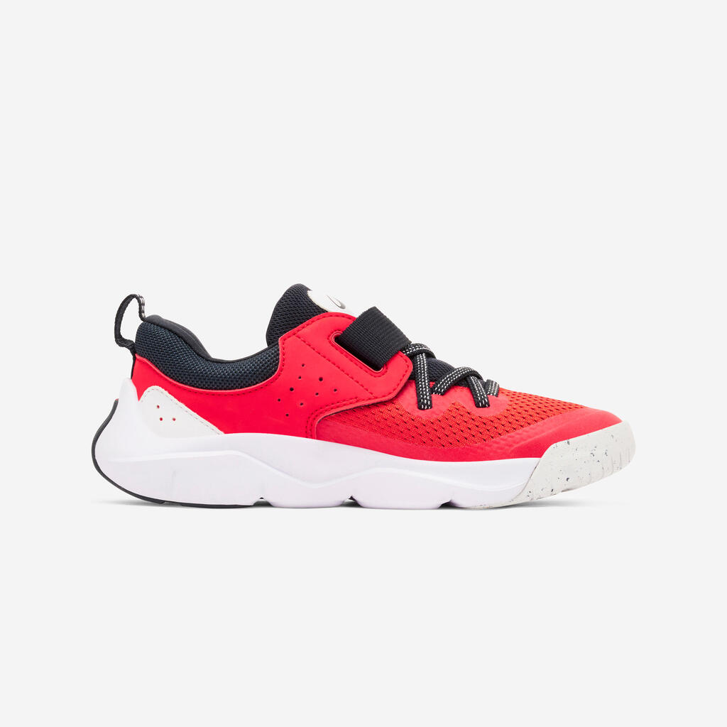 Kids' Lightweight Rip-Tab and Elasticated Laces Shoes Playful Fast - Red
