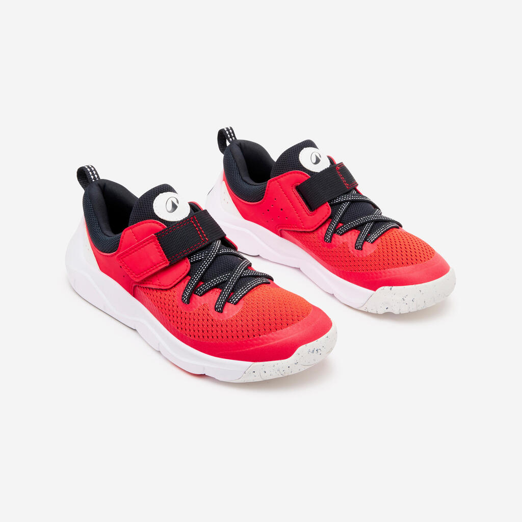 Sportschuhe Kinder elastische Schnürsenkel Klettverschluss - Playful Fast rot 