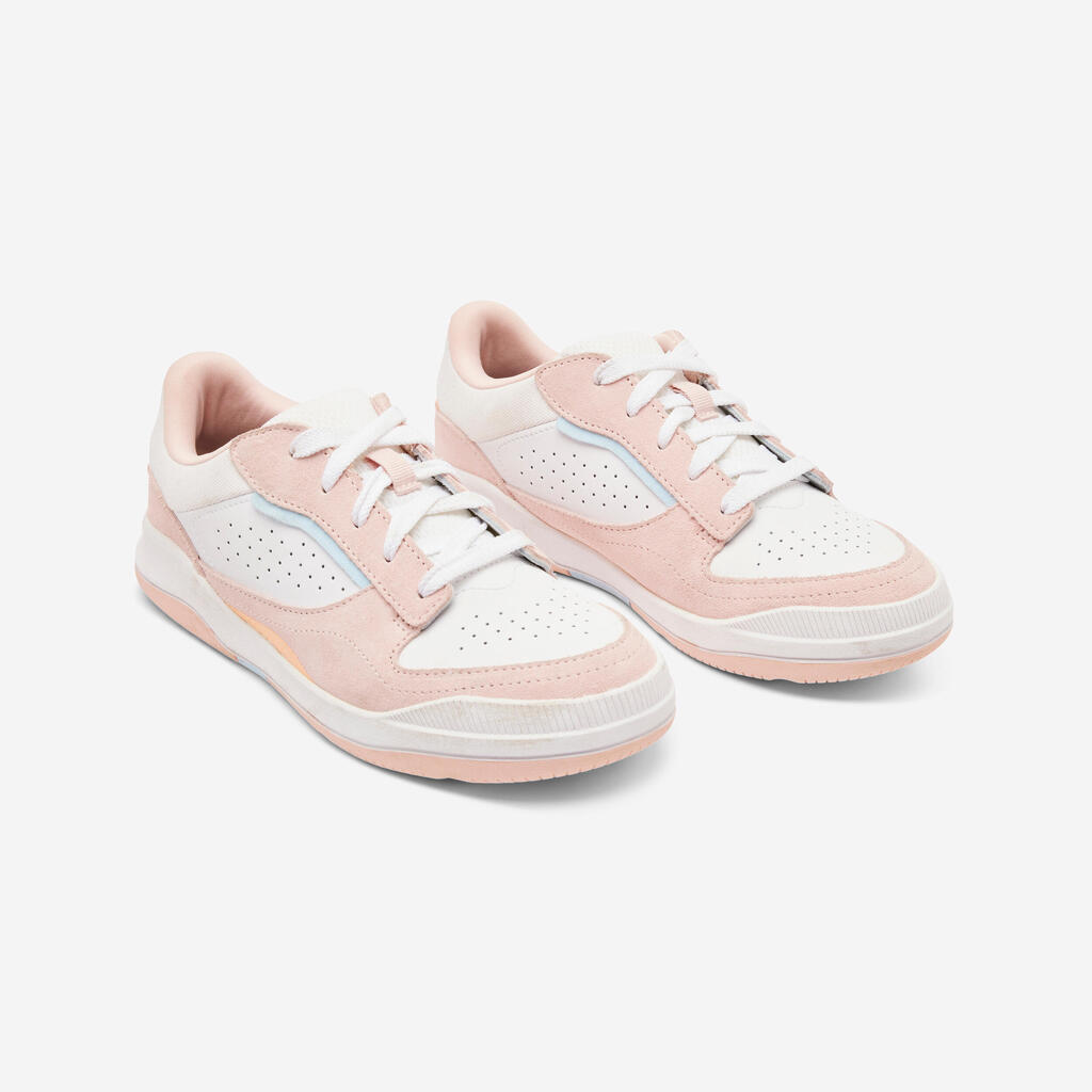 Chaussures à lacets enfant  blanche rose - playventure city