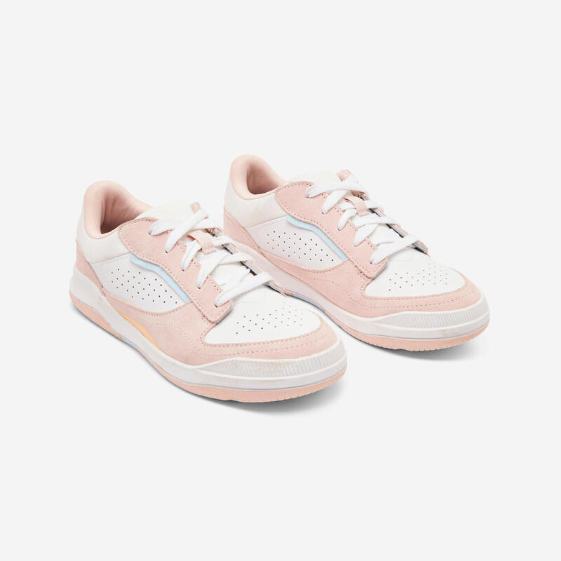 Chaussures à lacets enfant blanche rose - playventure city