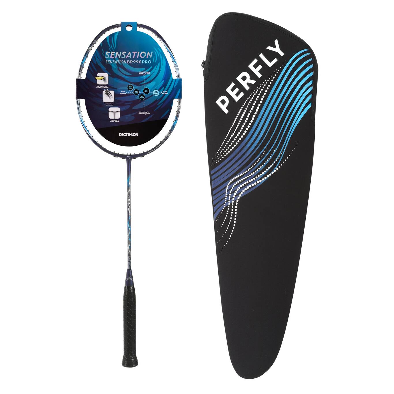 BADMINTON ADULT RACKET BR SENSATION 990 PRO NAVY