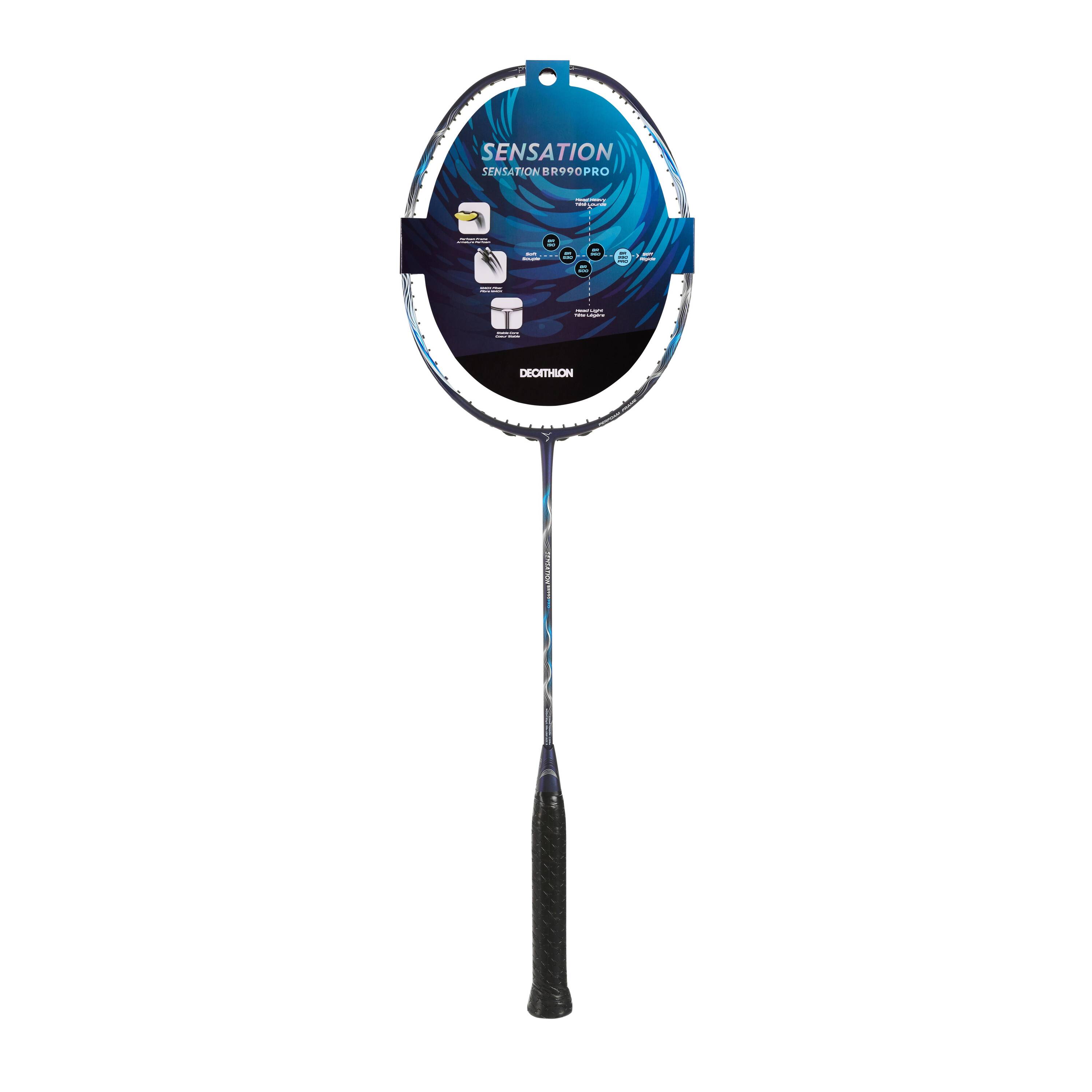 Badminton unstrung racket adult, BR Sensation 990 Pro Navy -  3