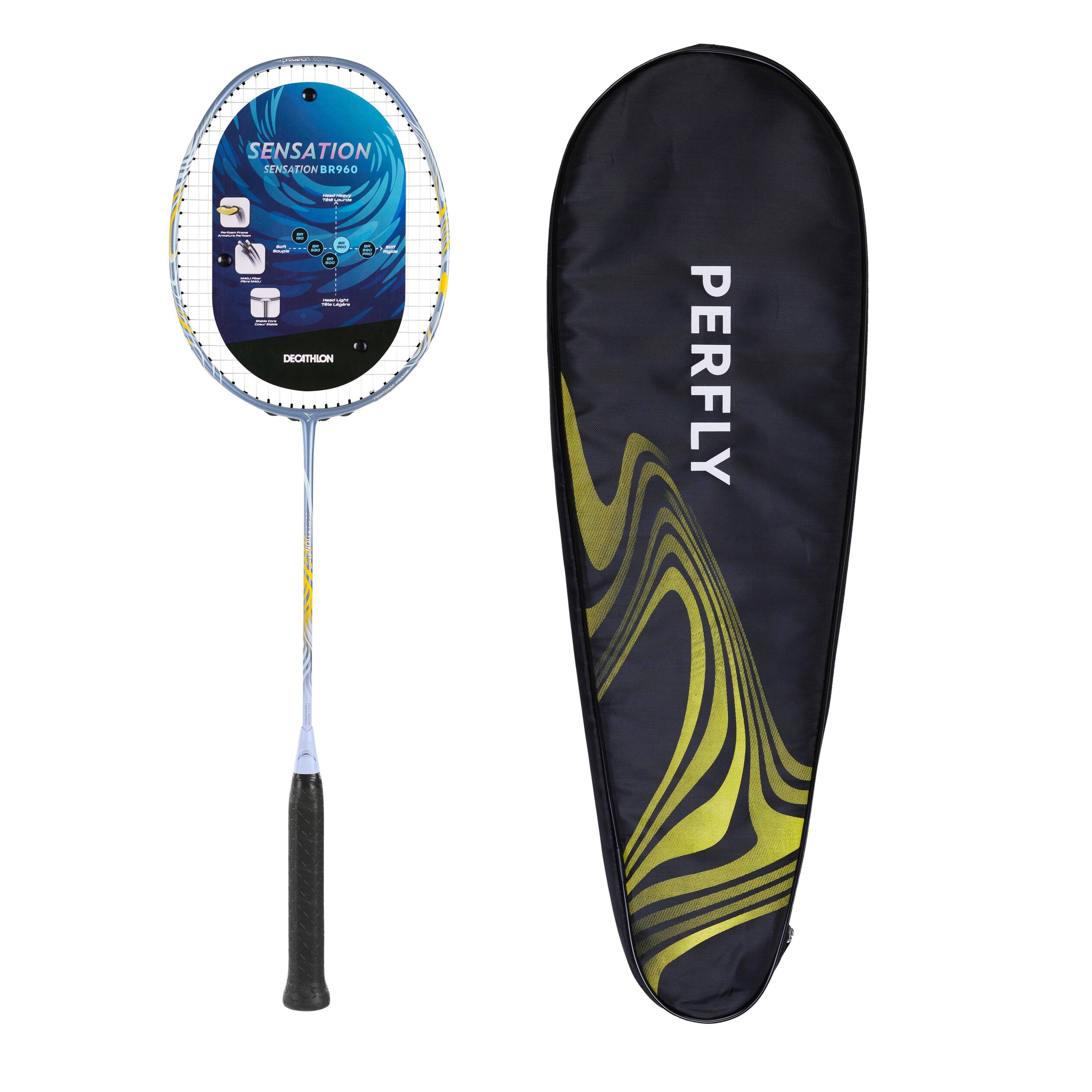 Badminton adult racket br sensation 960 blue yellow
