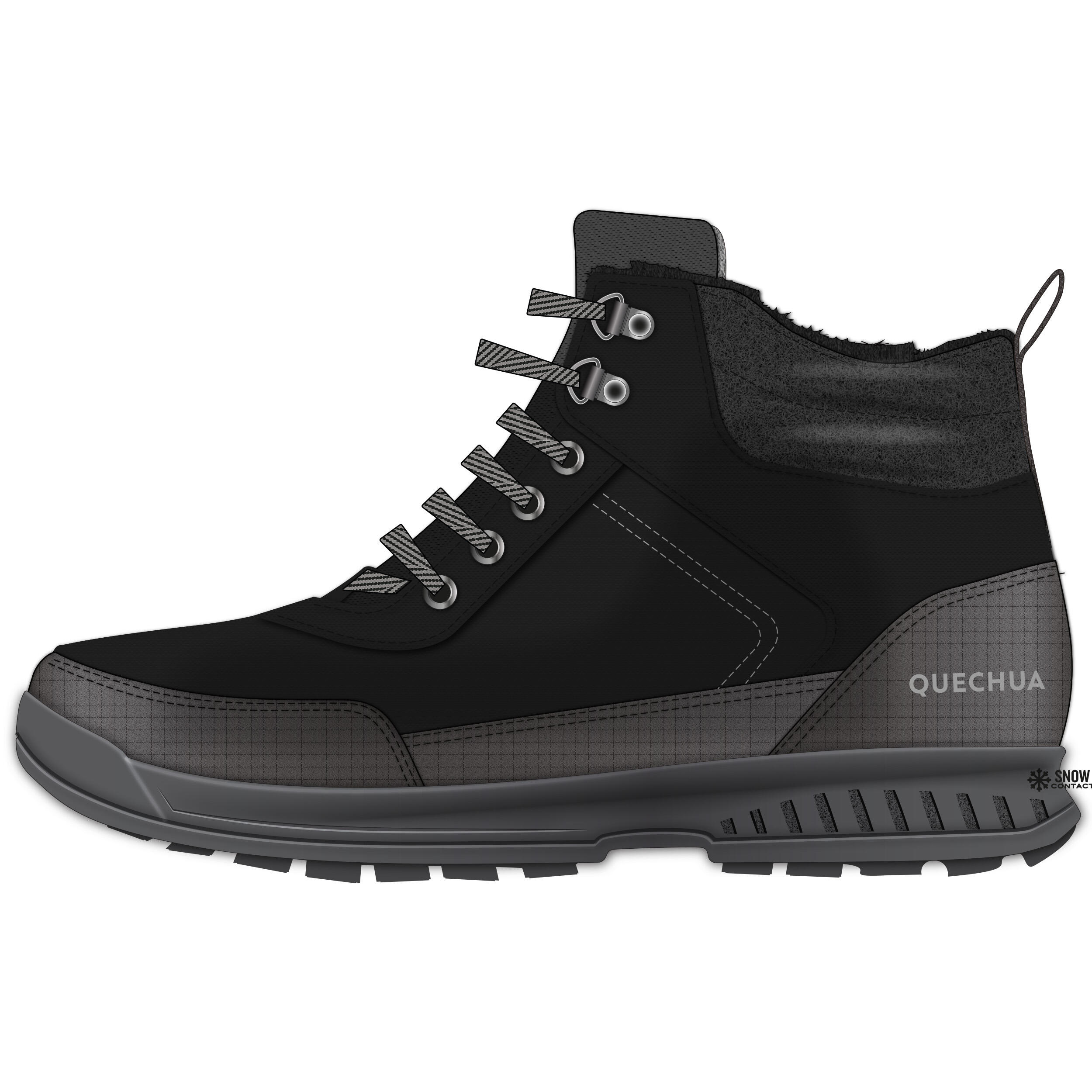Botas de senderismo cálidas de caña media negras para hombre NH100 10/11