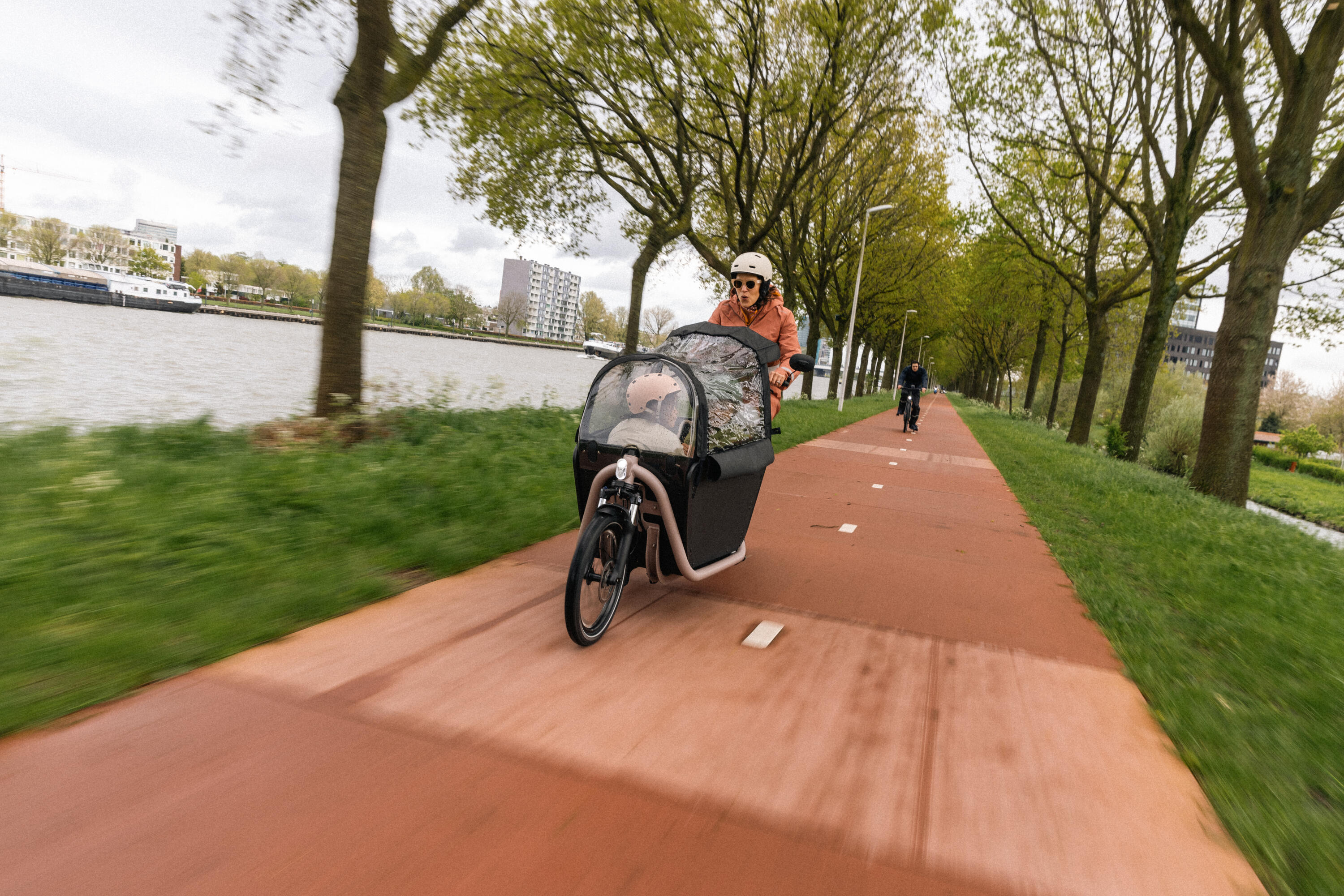 Velo cargo electrique biporteur famille f900e taupe 27/29
