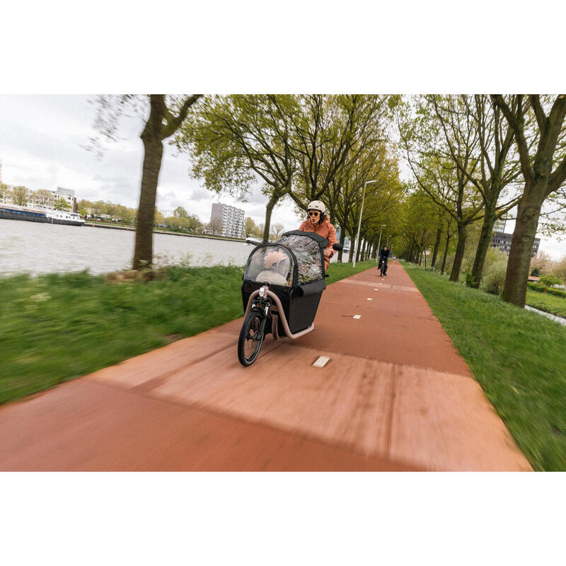 BICICLETA ELÉTRICA DE CARGA COM CAPOTA FAMÍLIA F900E CINZENTO TOUPEIRA