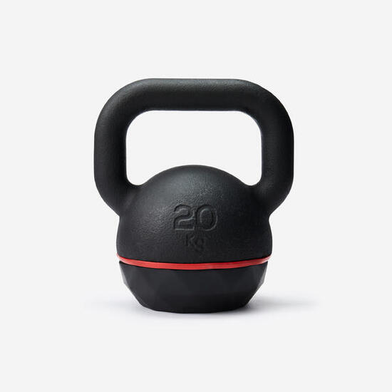 Kugelhantel Kettlebell Gusseisen teilweise recycelt mit Basis aus Gummi 20 kg